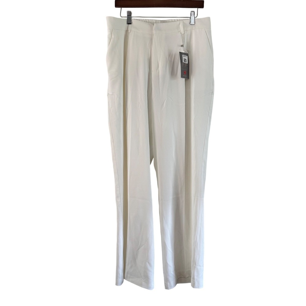 FUNYYZO White Wide Leg Dress Pants Elastic Waist Careerβ Casual XL